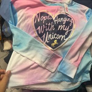 Justice Pink and Blue Unicorn Long Sleeve Shirt